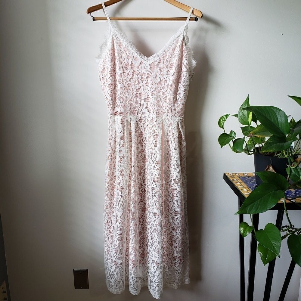 NWT A.B.S COLLECTION WHITE LACE DRESS SZ M